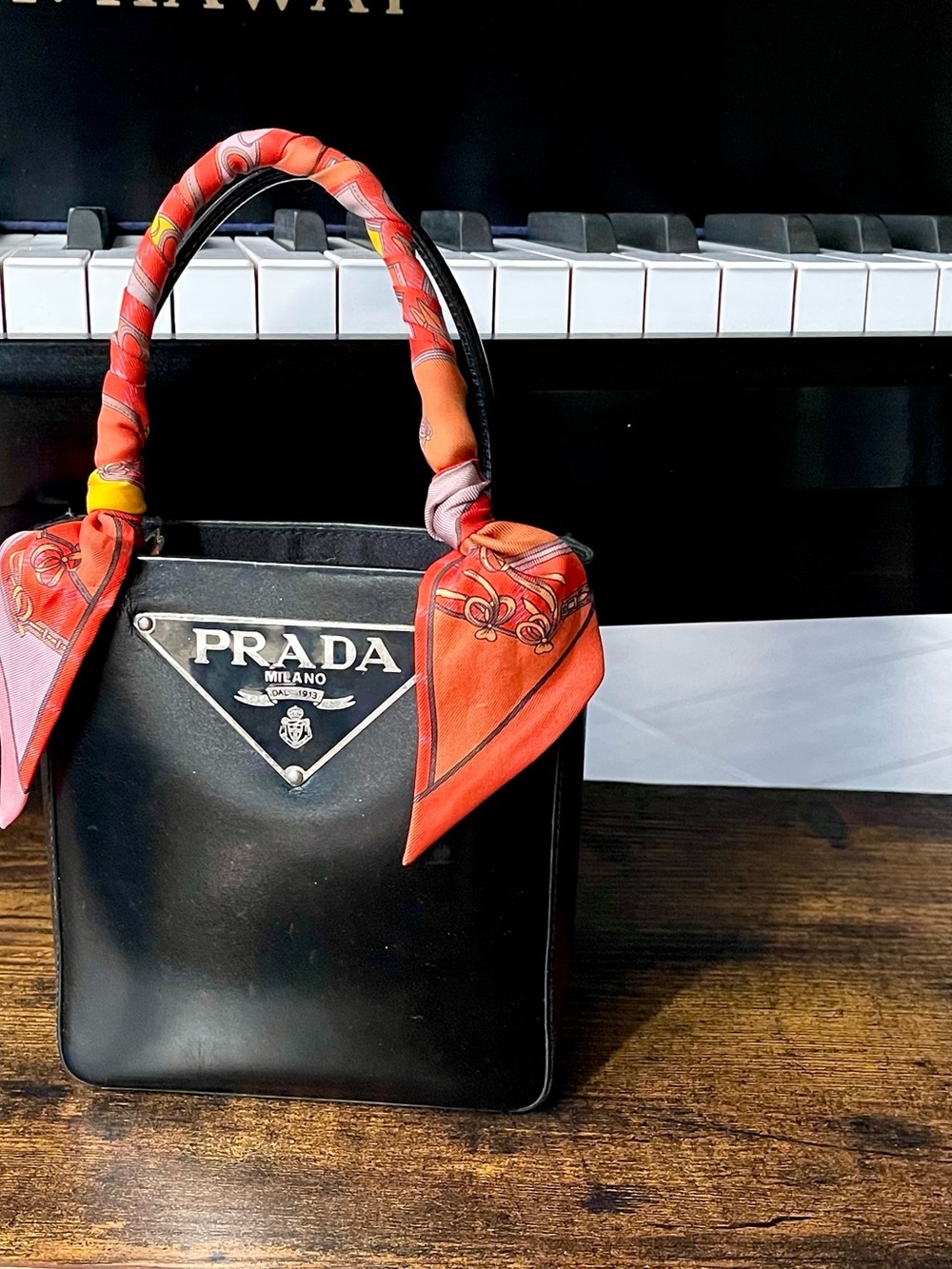 Mini PRADA Black Leather Top-Handle Bag